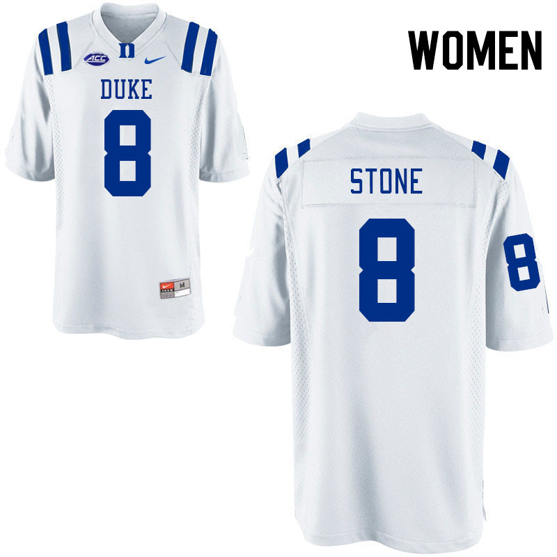 Women #8 DaShawn Stone Duke Blue Devils College Football Jerseys Stitched-White